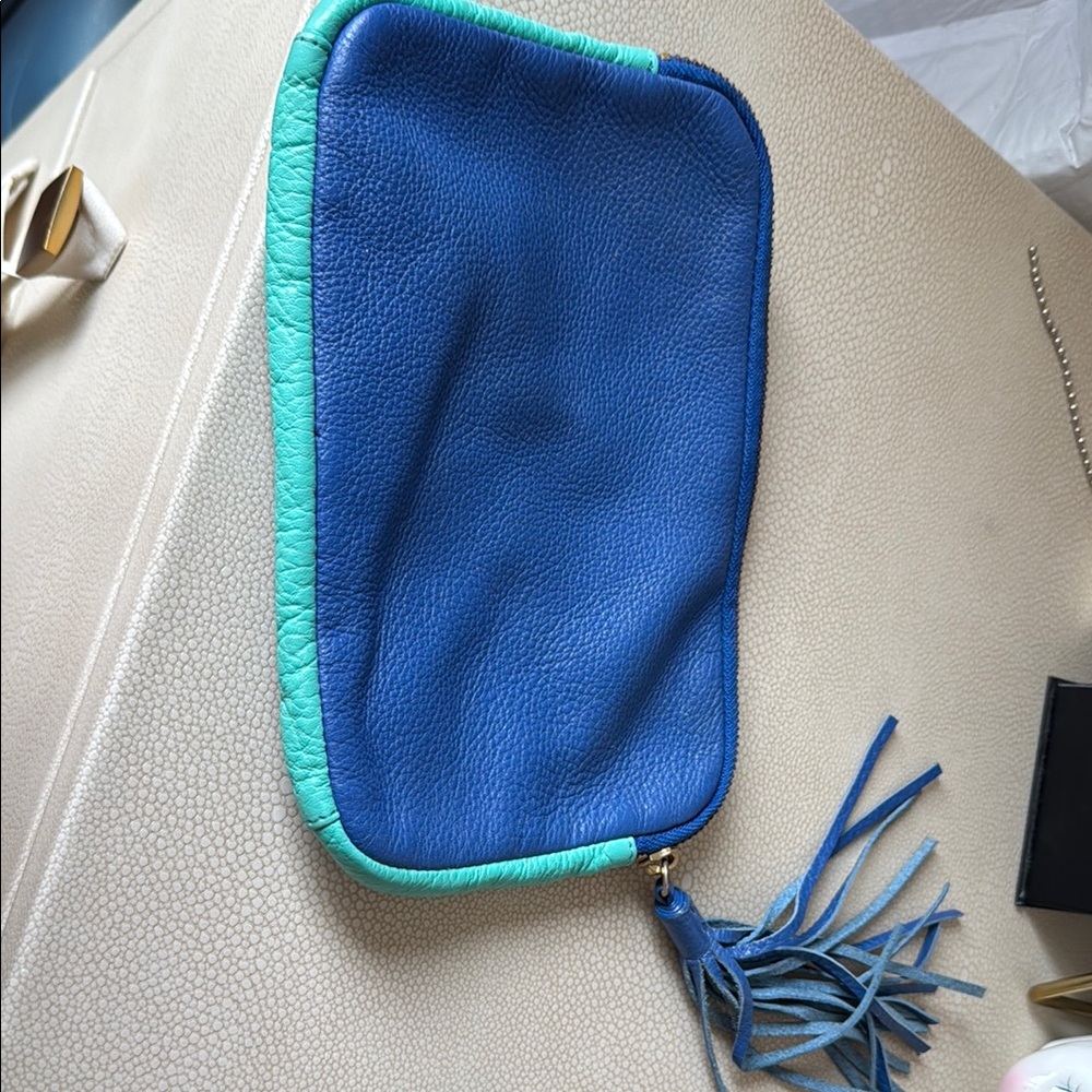 GAP Blue and Green Leather Clutch